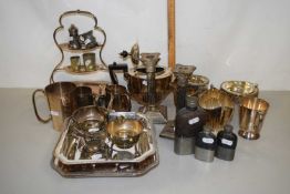 Mixed Lot various silver plated wares to include tea wares, candlesticks, plus further pewter