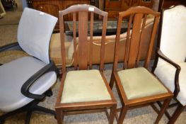 Pair of early 20th century oak dining chairs