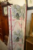 Modern tri-fold dressing screen with floral fabric panels