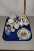 Mixed Lot: various decorated tea cups and saucers, vases, figurines, pocket solitaire and other