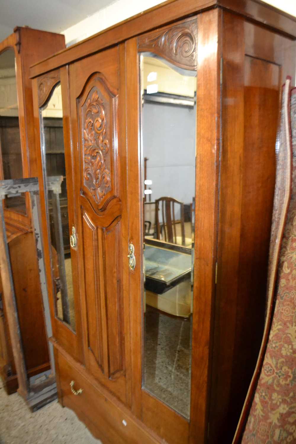 Late Victorian American mirrored door wardrobe