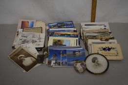 Box of mixed postcards and other ephemera