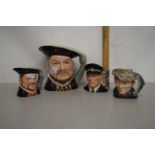 Group of four Royal Doulton character jugs to include Henry VIII