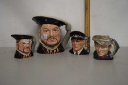 Group of four Royal Doulton character jugs to include Henry VIII