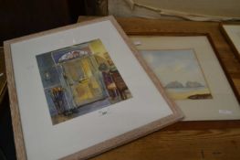 Burbidge, watercolour study of a coastal scene together with a further watercolour study of an