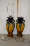 Pair of double handled ceramic table lamps (a/f)