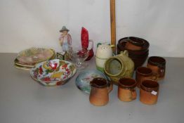 Mixed Lot: Studio pottery tea wares, vintage sugar sifter and other items