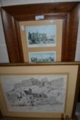 Black and white print, Ye Old Trip to Jerusalem, together with a group of four framed prints of