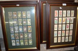 Group of four framed sets of cigarette cards