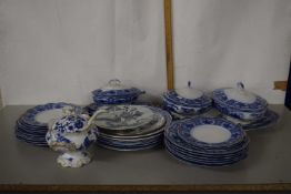 Quantity of various blue and white gilt rimmed dinner wares and others
