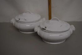 Pair of white vegetable dishes