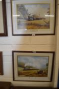 Two coloured railway prints, Day Trip and Old Acquaintances