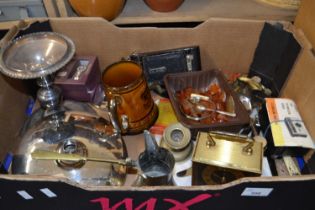 Mixed Lot to include assorted metal wares, carriage clock, flatwares, Kodak camera