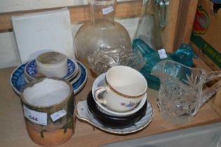 Mixed Lot to include blue glass chicken dish, glasswares, pottery mug etc
