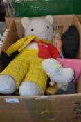 Mixed children's toys to include Rupert the Bear and others