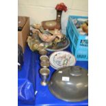 Mixed Lot to include metal ware goblets, craft pottery, lustre ware etc