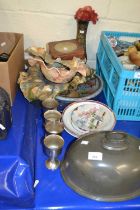 Mixed Lot to include metal ware goblets, craft pottery, lustre ware etc