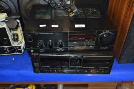 Techniks double cassette deck and stereo amplifier