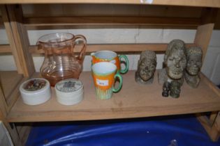 Shelley mug and similar jug, pot lids and figureheads