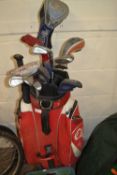 Calloway golf caddy and assorted clubs