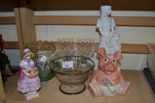 Mixed Lot to include Royal Doulton figure 'Greta', together with glassware, NatWest pig