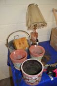 Mixed Lot to include plant pots, jam pan, lamp base etc
