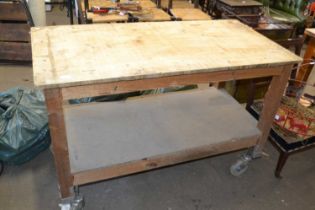 Two tier workbench on casters