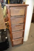 Five tier wicker basket chest of drawers