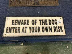 Cast iron plaque 'Beware of the dog'