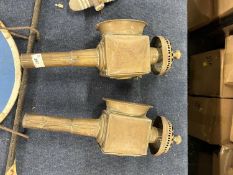 Pair of vintage brass coach lamps by The Limehouse Lamp Co, 44cm high