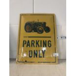 Reproduction metal sign 'Tractor parking only'