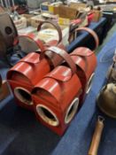Four vintage red Claringtons warning lamps (4)