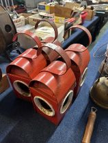 Four vintage red Claringtons warning lamps (4)