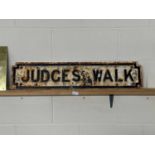 Vintage cast road sign "Judges Walk"