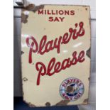 An enamel sign Millions Say Players Please, Players Navy Cut, 87 x 57cm