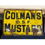 An enamel sign Colmans DSF Mustard, 61cm wide