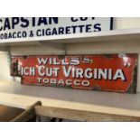 Enamel signed 'Wills Rich Cut Virginia Tobacco' (a/f)