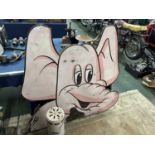 Large painted two sided elephant sign, 123cm wide