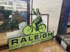 Figural metal sign marked 'Raleigh, the All Seal Bicycle', 50cm high