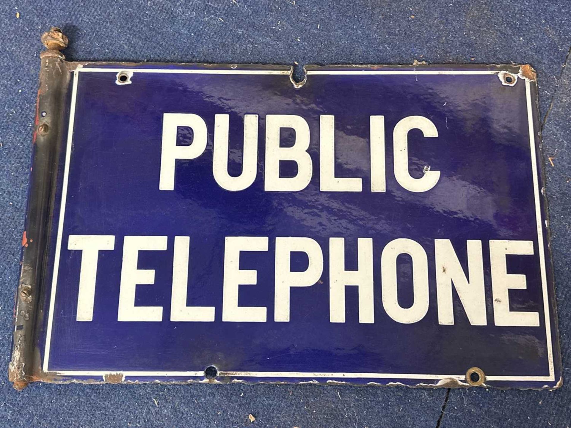 A double sided flag-type enamel sign "Public Telephone" - Bild 2 aus 2