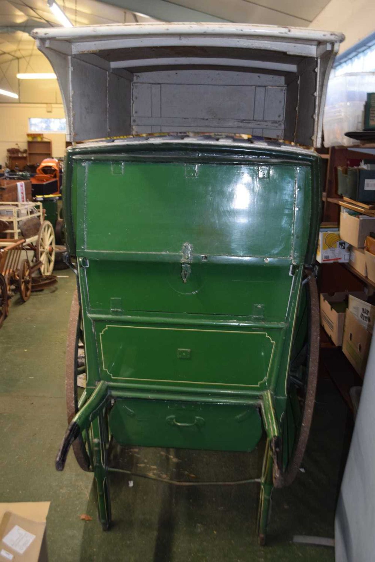 London Co-Operative Society Ltd, a Pure Food Service, green painted single axle handcart with - Bild 2 aus 3