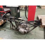 A Yamaha R5 motorbike frame and engine, for restoration