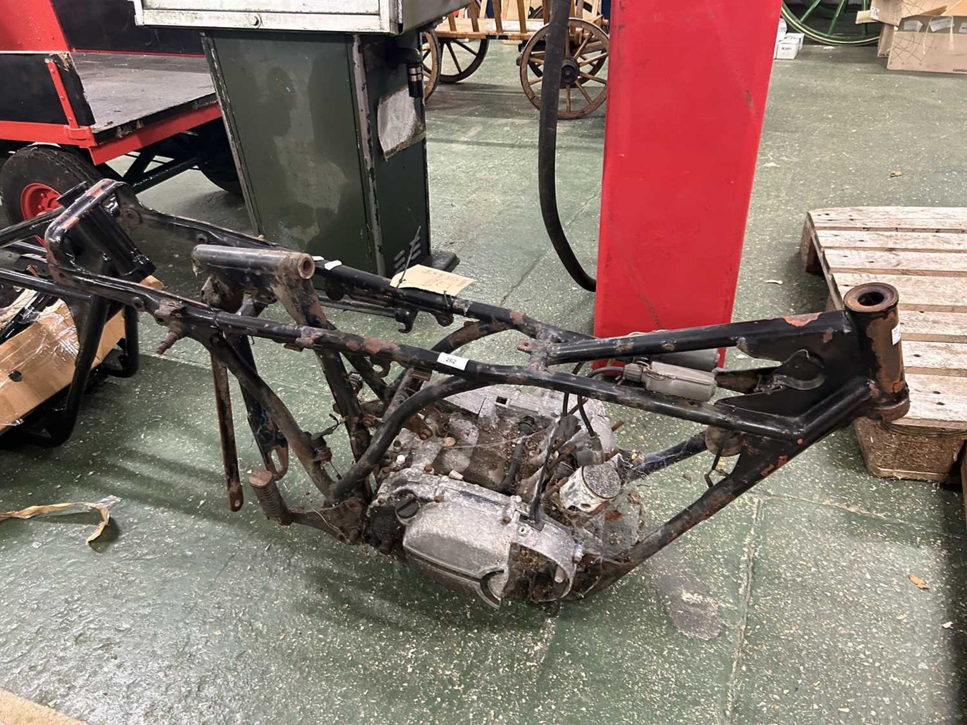 A Yamaha R5 motorbike frame and engine, for restoration
