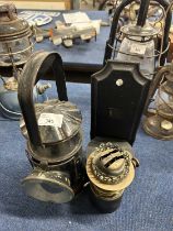 Vintage lantern by Linley Engineering Co Ltd, Birmingham, together with a further wall mounted oil