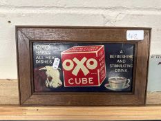 A framed vintage Oxo sign "Oxo Makes All Meat Dishes" etc