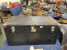 Vintage Brooks travelling trunk with internal trays, 82cm wide