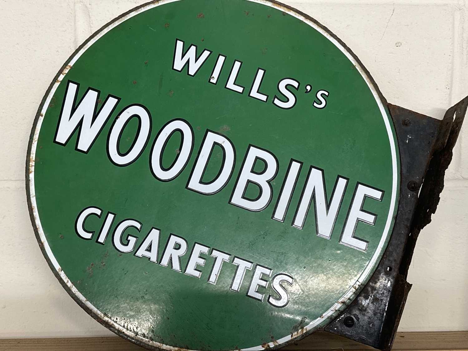 A double sided circular flag-type enamelled sign "Wills's Woodbine Cigarettes" - Image 2 of 2