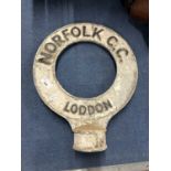 Cast aluminium road sign marked 'Norfolk C.C Loddon', 32cm wide