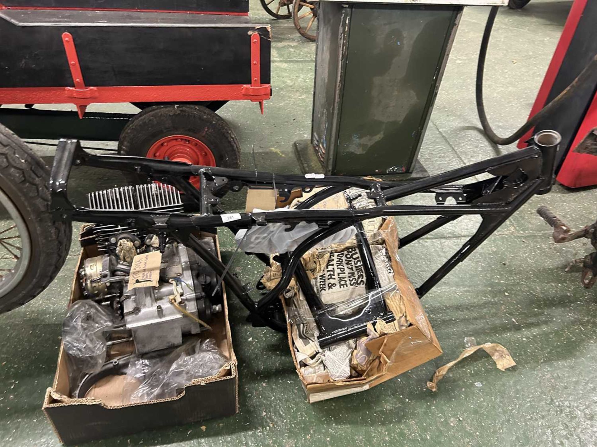 A Yamaha R5 motorbike frame and engine, for restoration