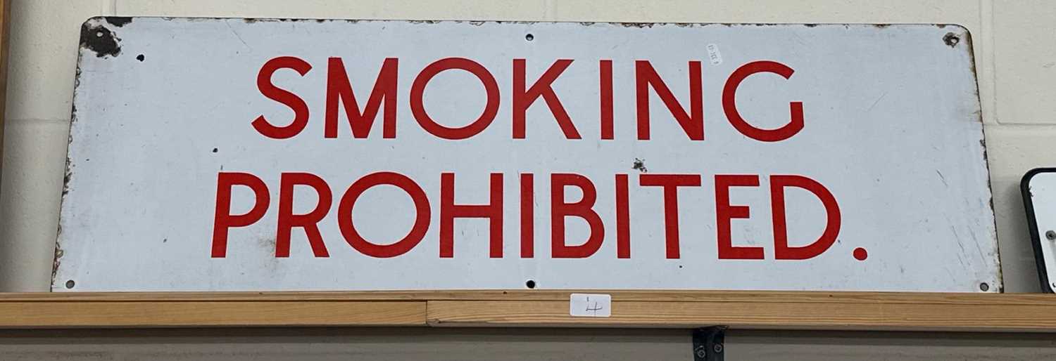 Large red on white "Smoking Prohibited" sign, possibly ex railway